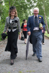 Monica Kelly and James Scully on their way to the Official opening of the Trollope Bridge at Banagher Pitch and Putt Club during the That Beats Banagher Festival. Picture: Ger Rogers/HR Photo.